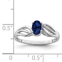 Sterling Silver Rhodium-plated Created Sapphire Ring
