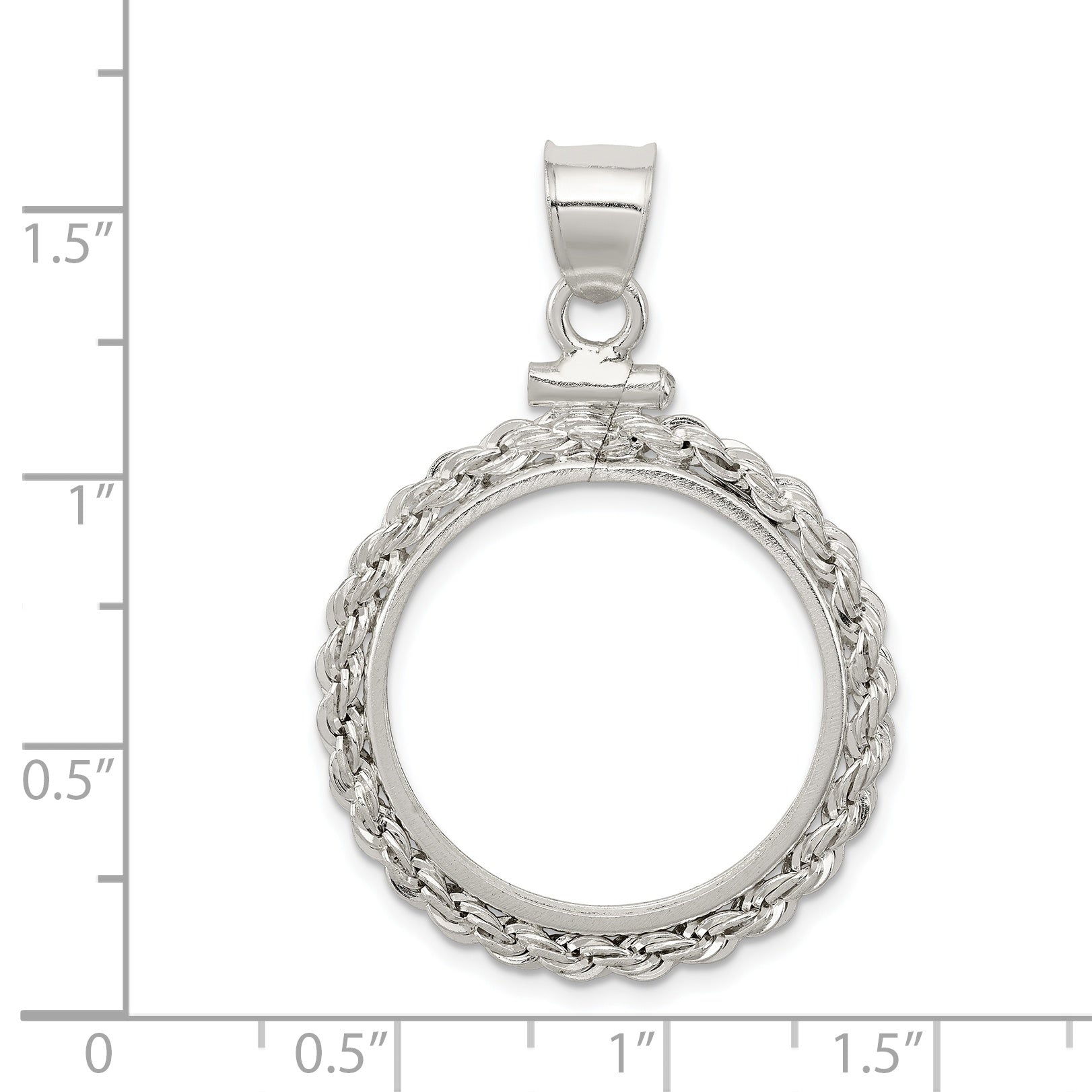 Wideband Distinguished Coin Jewelry Sterling Silver Polished Rope 21.1 x 2.0mm $0.05 Screw Top Coin Bezel Pendant