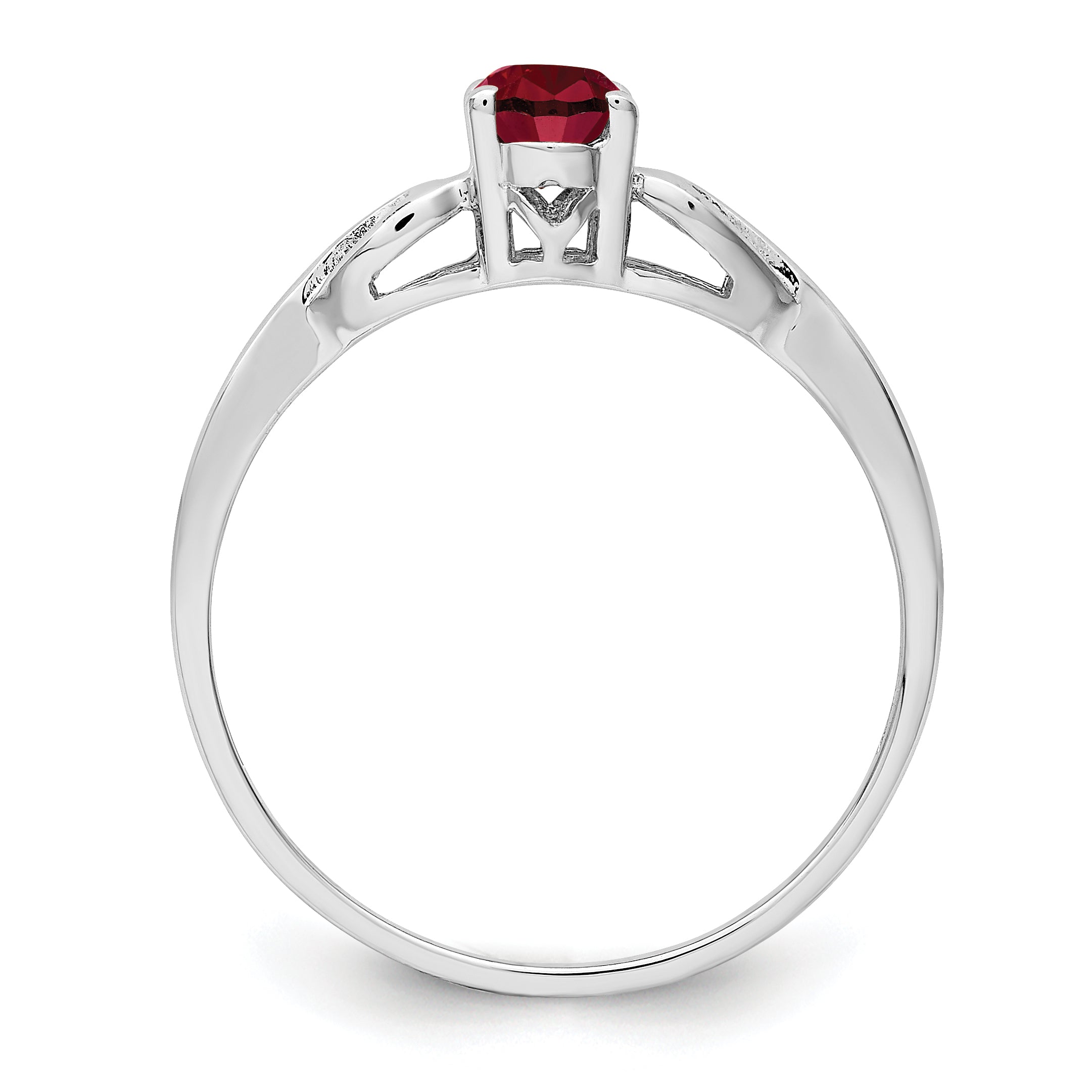 Sterling Silver Rhodium-plated Created Ruby Ring Secondary image