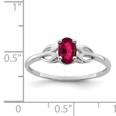 Sterling Silver Rhodium-plated Created Ruby Ring