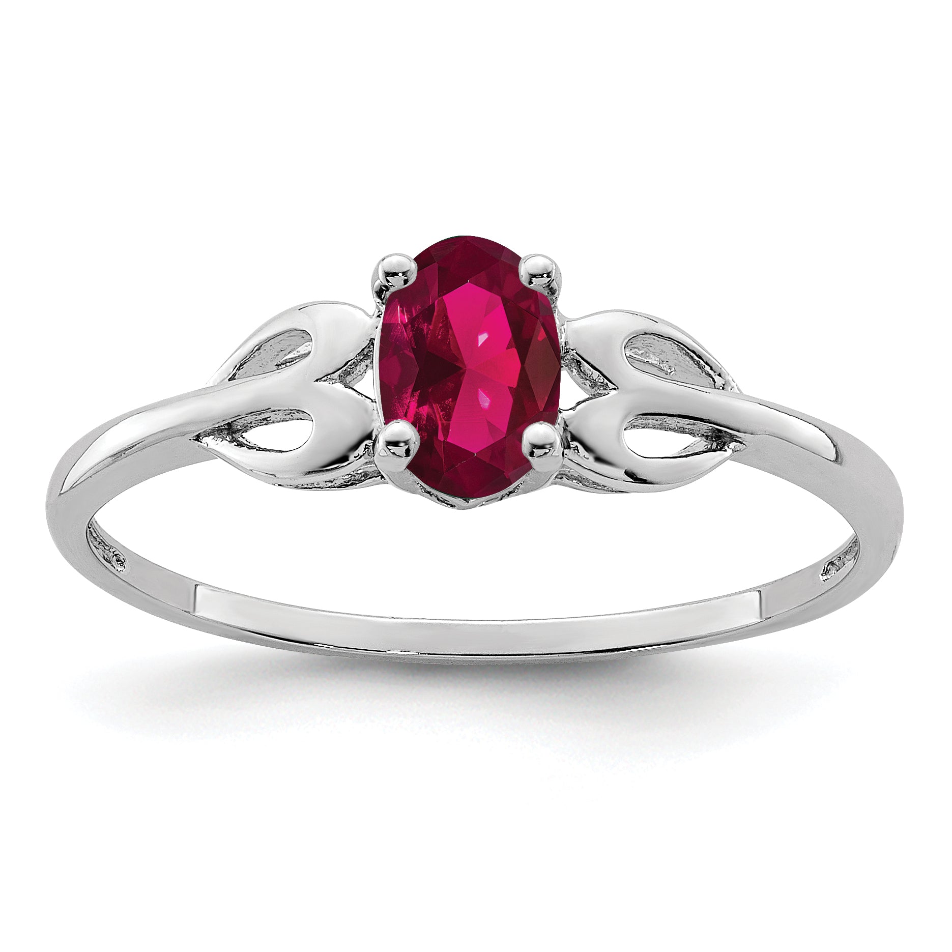 Sterling Silver Rhodium-plated Created Ruby Ring Main image