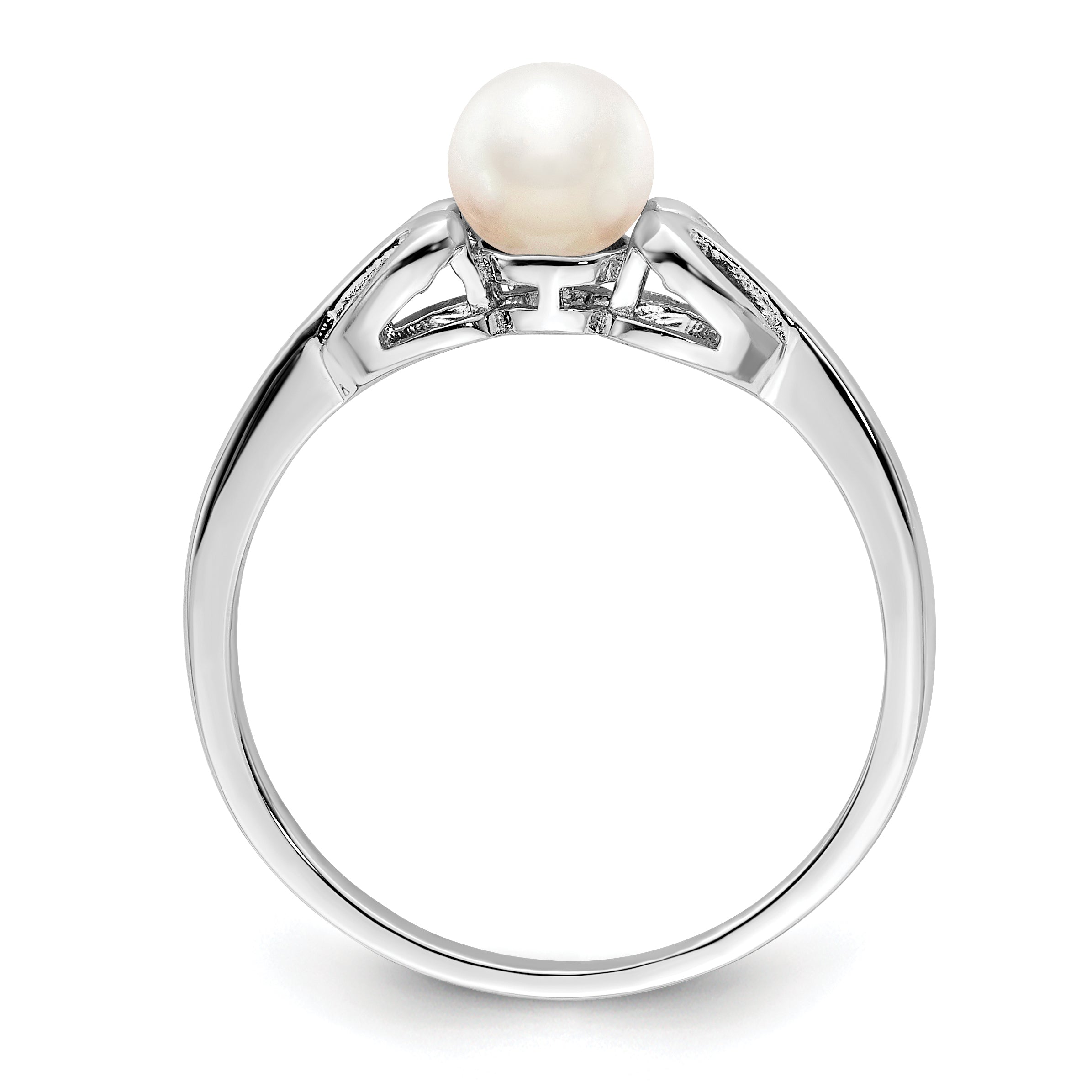 Sterling Silver Rhodium-plated FW Cultured Pearl Ring Secondary image