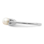 Sterling Silver Rhodium-plated FW Cultured Pearl Ring