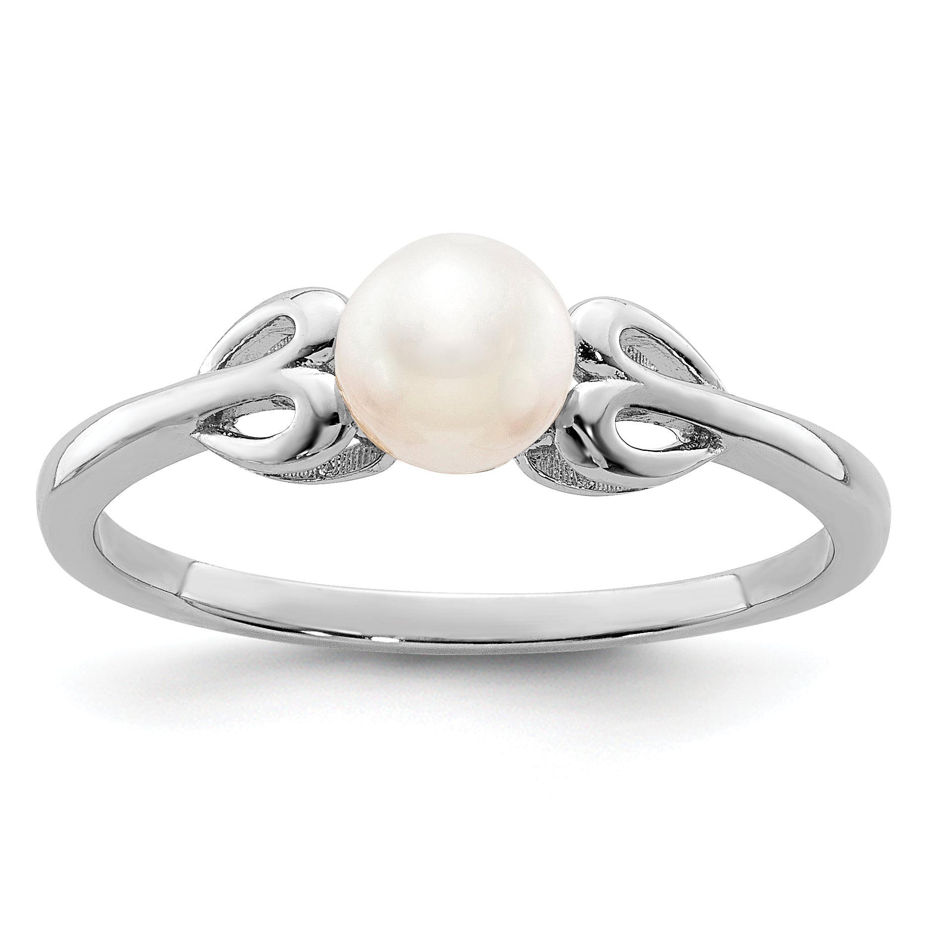Sterling Silver Rhodium-plated FW Cultured Pearl Ring Main image