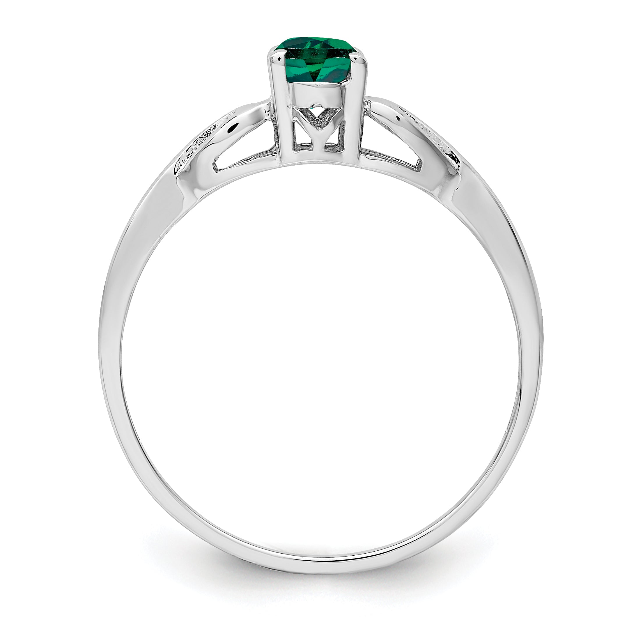 Sterling Silver Rhodium-plated Created Emerald Ring Secondary image