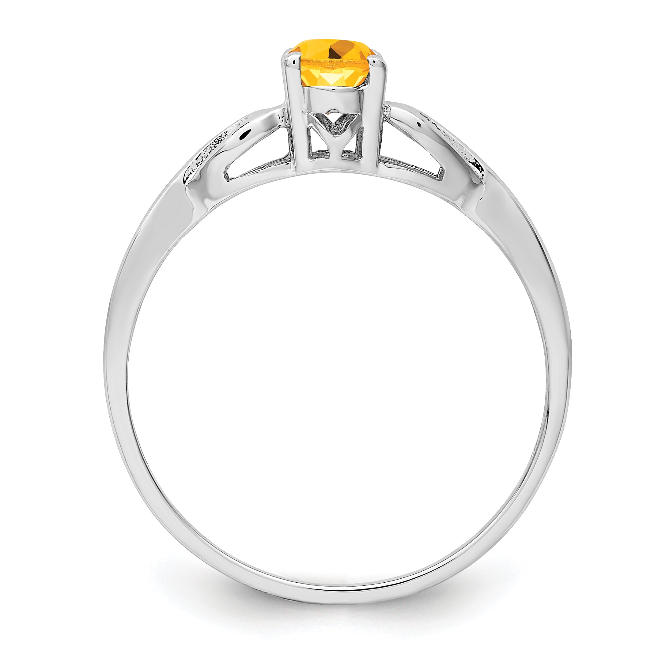 Sterling Silver Rhodium-plated Citrine Ring Secondary image