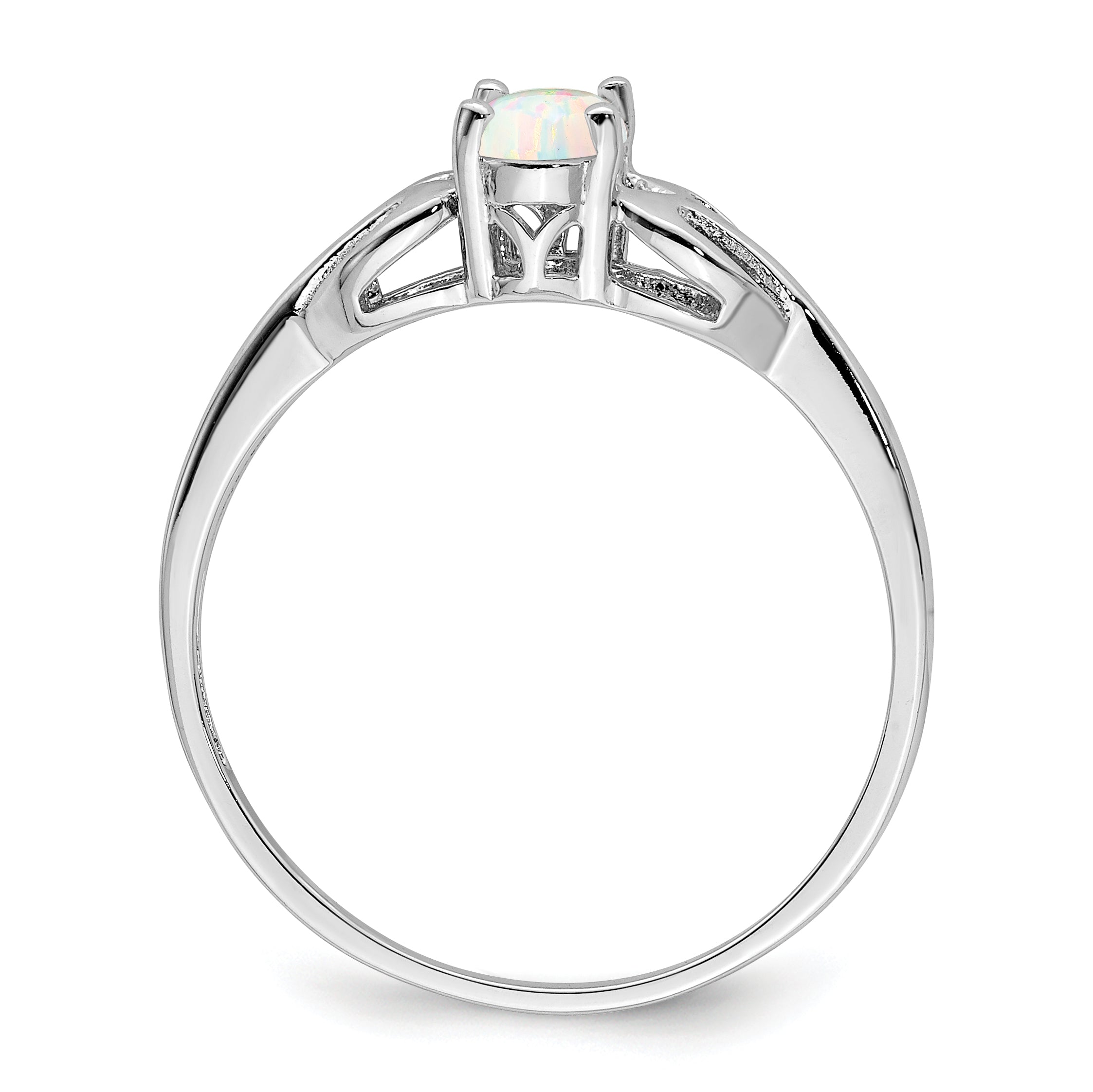 Sterling Silver Rhodium-plated Created Opal Ring Secondary image