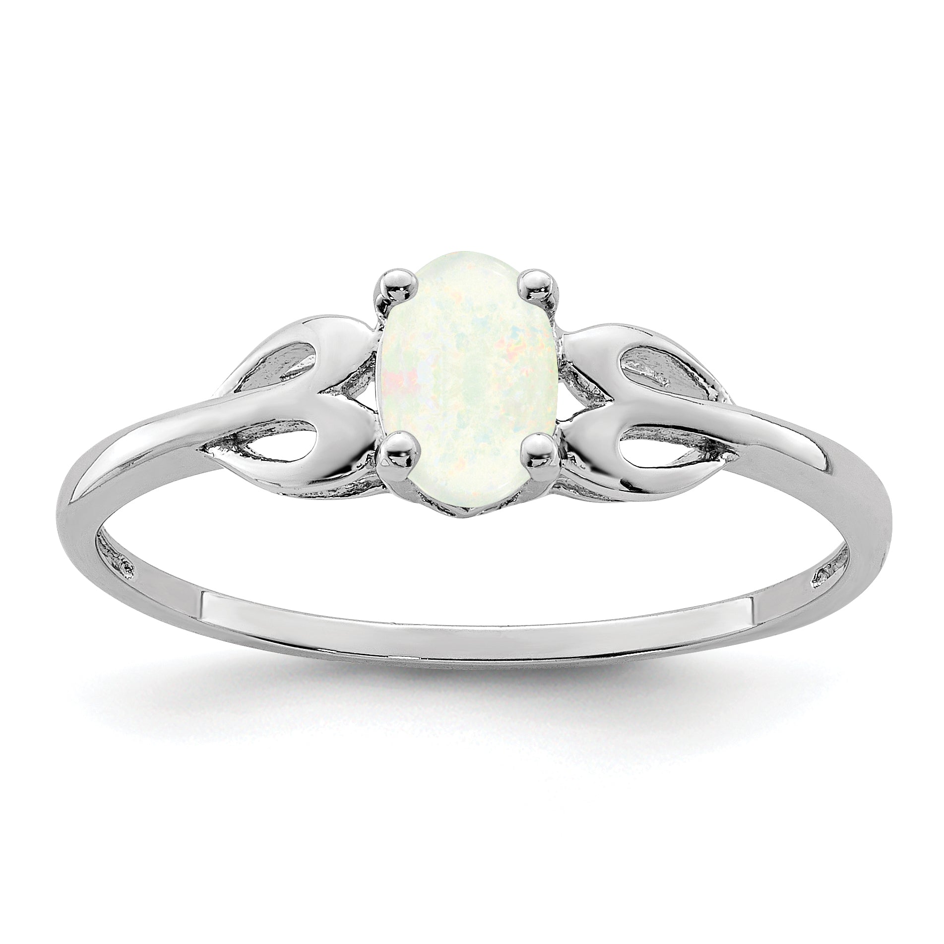 Sterling Silver Rhodium-plated Created Opal Ring Main image