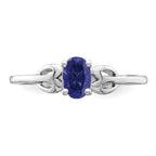 Sterling Silver Rhodium-plated Created Sapphire Ring