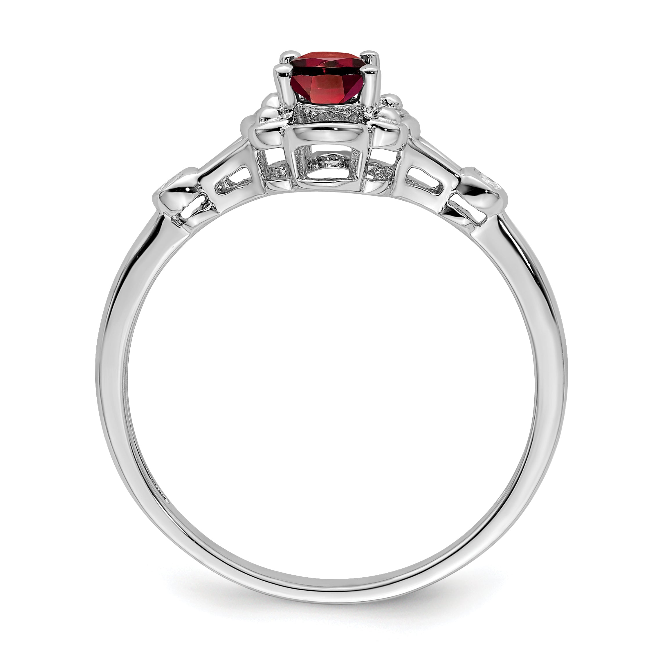 Sterling Silver Rhodium-plated Garnet and Diamond Ring Secondary image