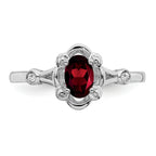 Sterling Silver Rhodium-plated Garnet & Diam. Ring