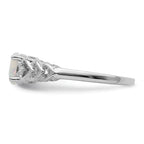 Sterling Silver Rhodium-plated Created Opal & Diam. Ring