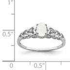 Sterling Silver Rhodium-plated Created Opal & Diam. Ring