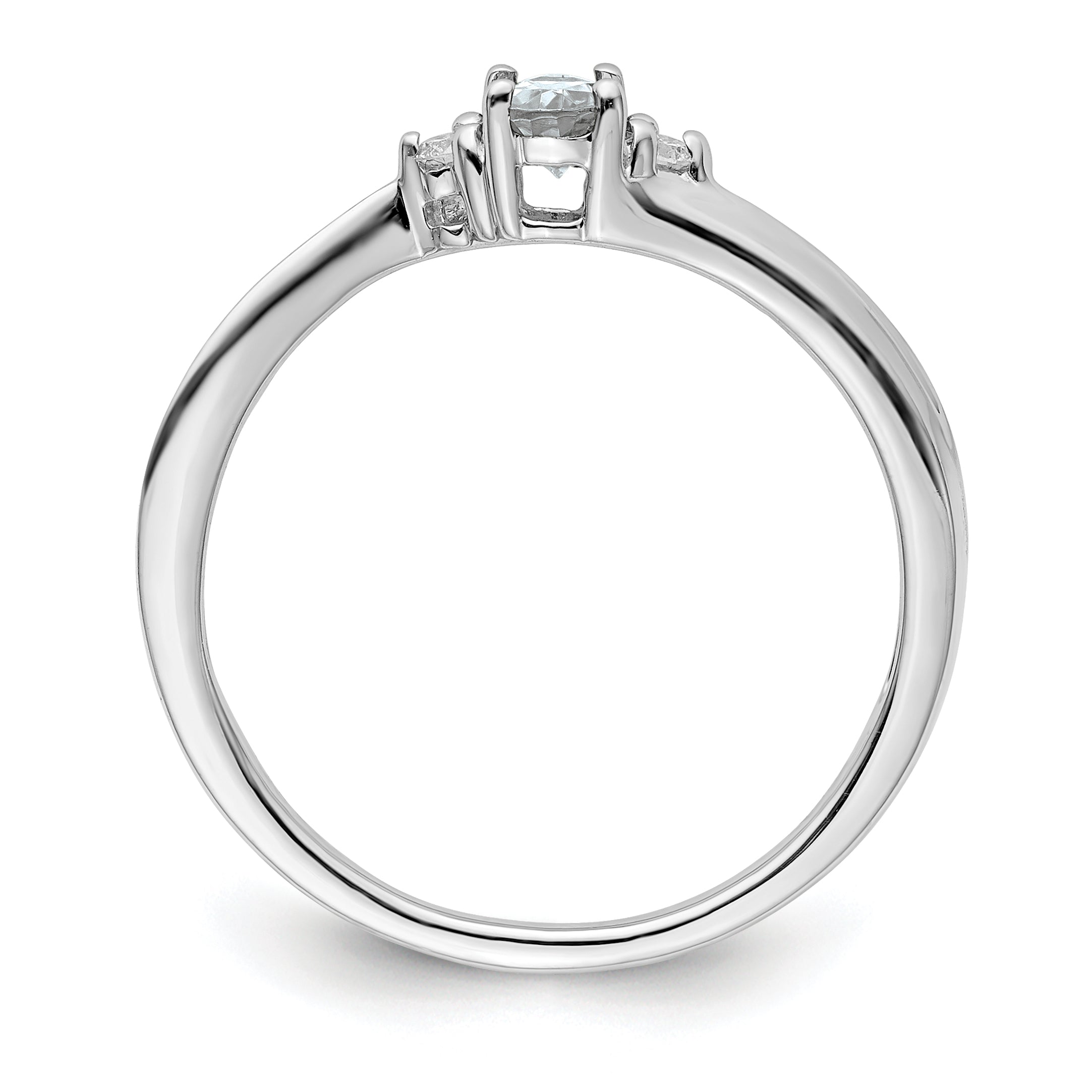Sterling Silver Rhodium-plated CZ & Diamond Birthstone Ring Secondary image