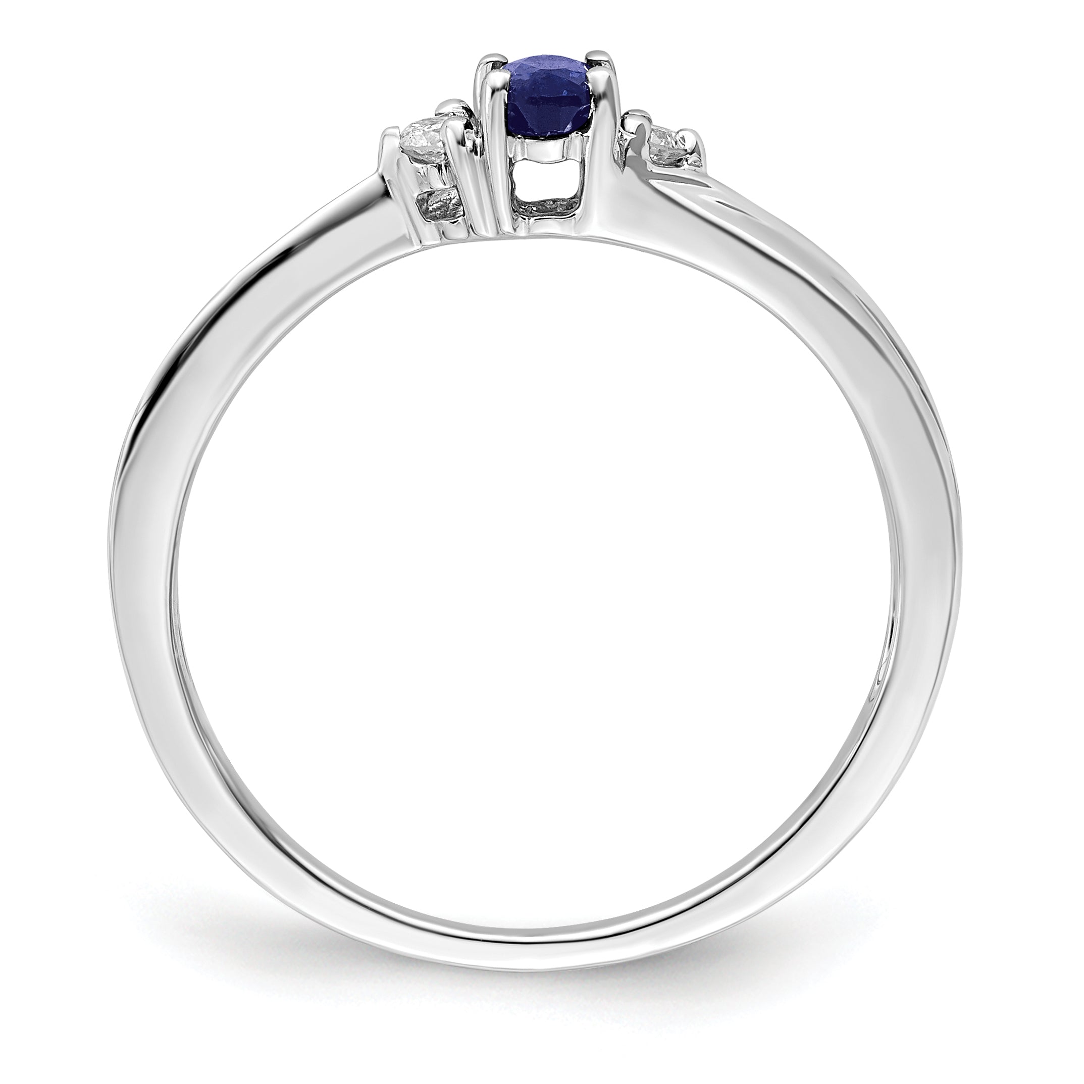 Sterling Silver Rhodium Diamond/Created Blue Sapphire Birthstone Ring Secondary image