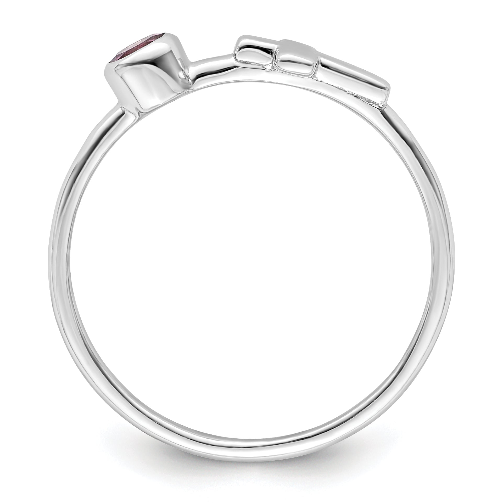 Sterling Silver Rhodium-plated Polished Cross Rhodolite Garnet Ring