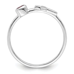 Sterling Silver Rhodium-plated Polished Cross Rhodolite Garnet Ring