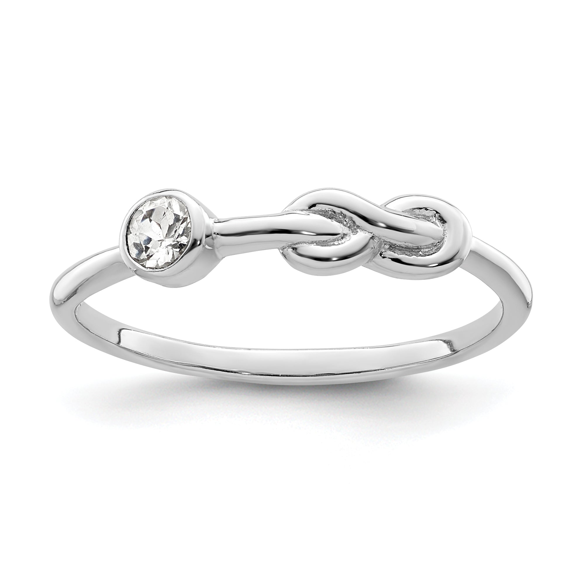 Sterling Silver Rhodium-plated Polished Infinity White Topaz Ring Main image
