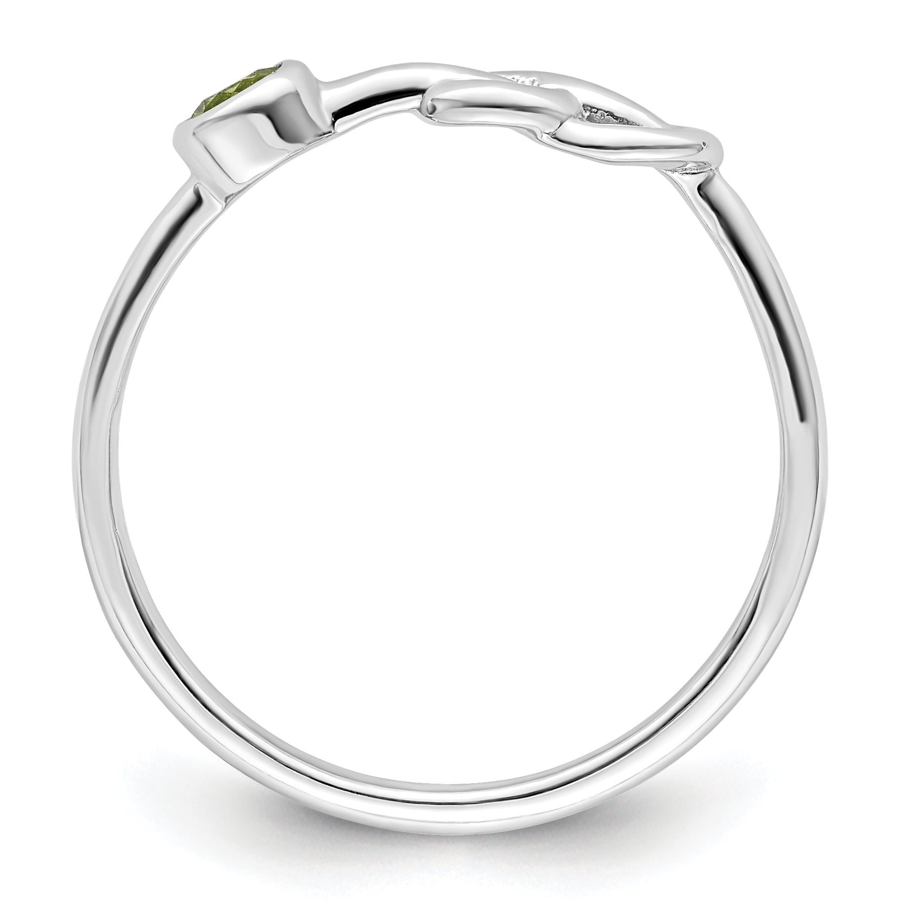 Sterling Silver Rhodium-plated Polished Infinity Peridot Ring Secondary image