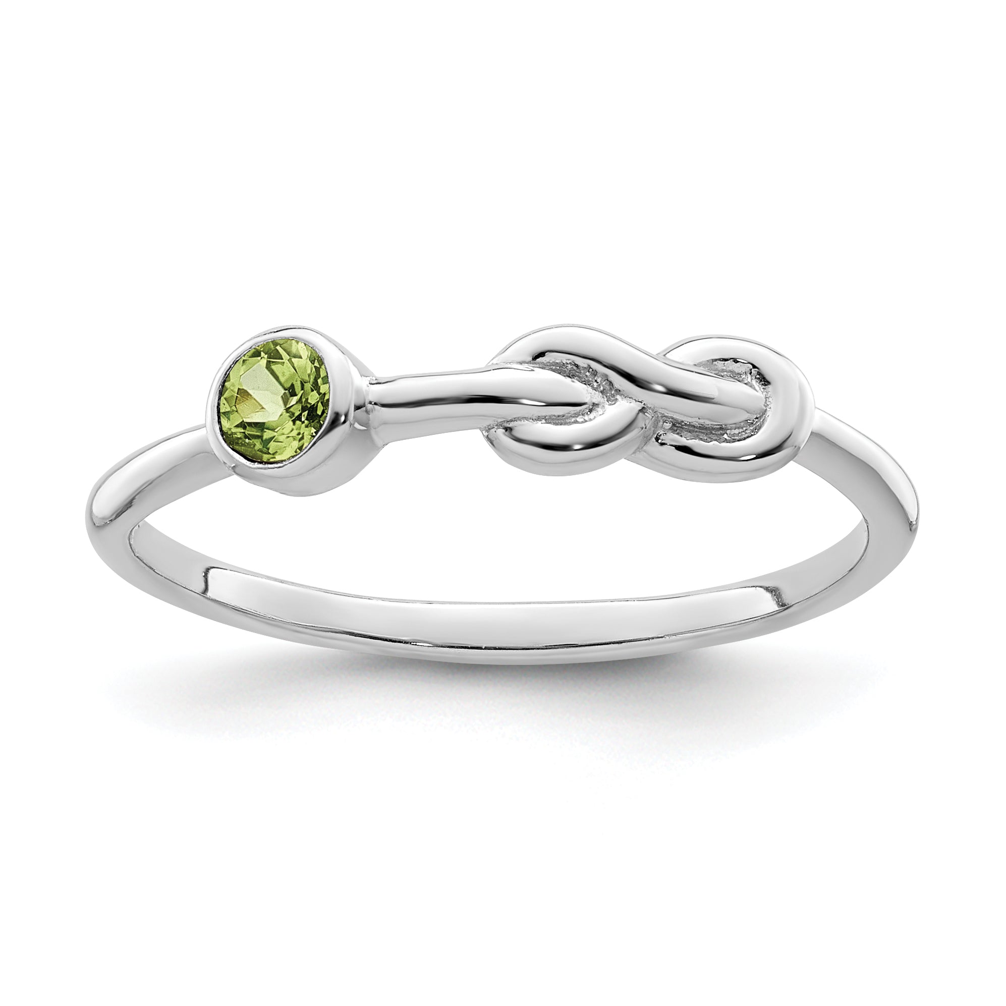 Sterling Silver Rhodium-plated Polished Infinity Peridot Ring Main image