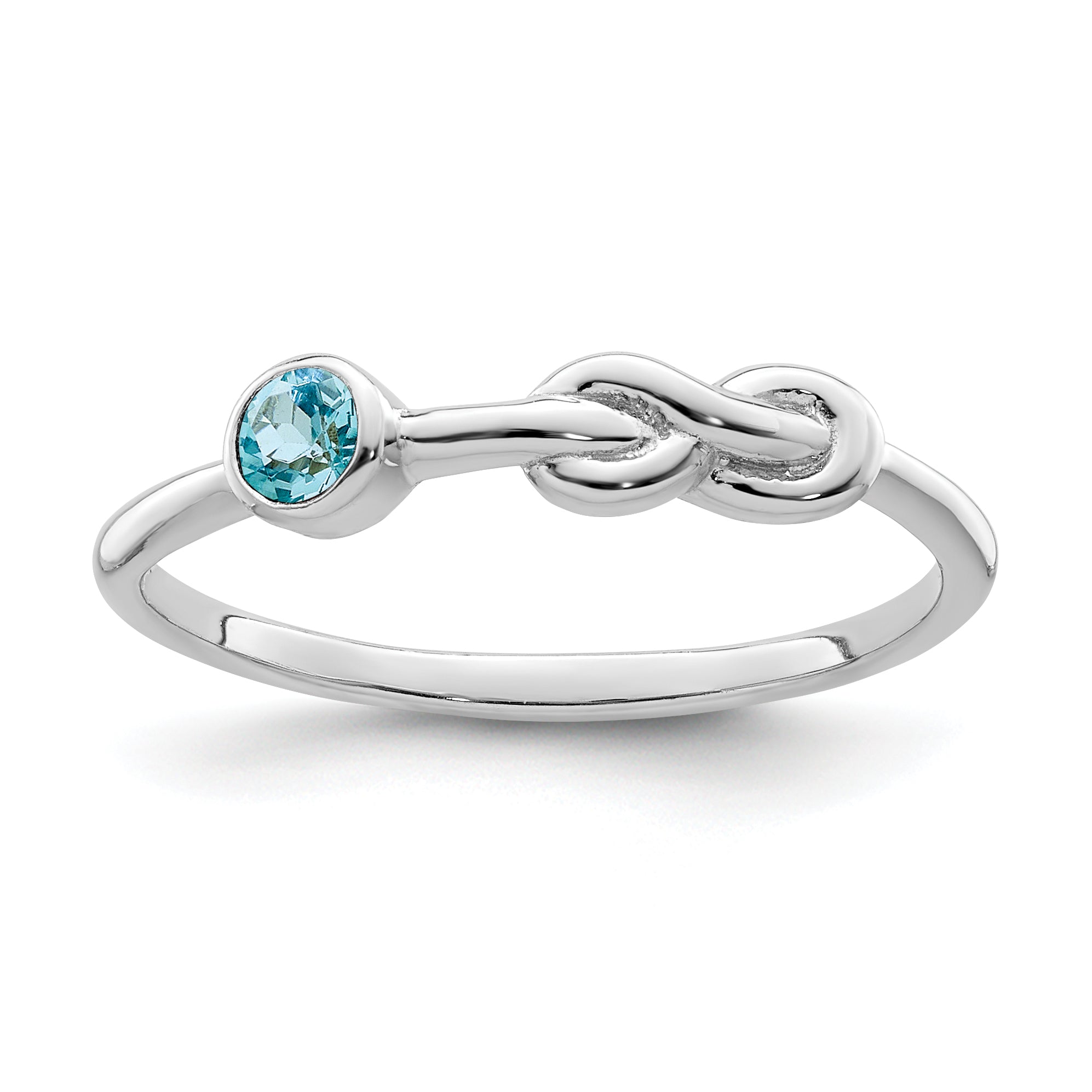 Sterling Silver Rhodium-plated Polished Infinity LS Blue Topaz Ring Main image