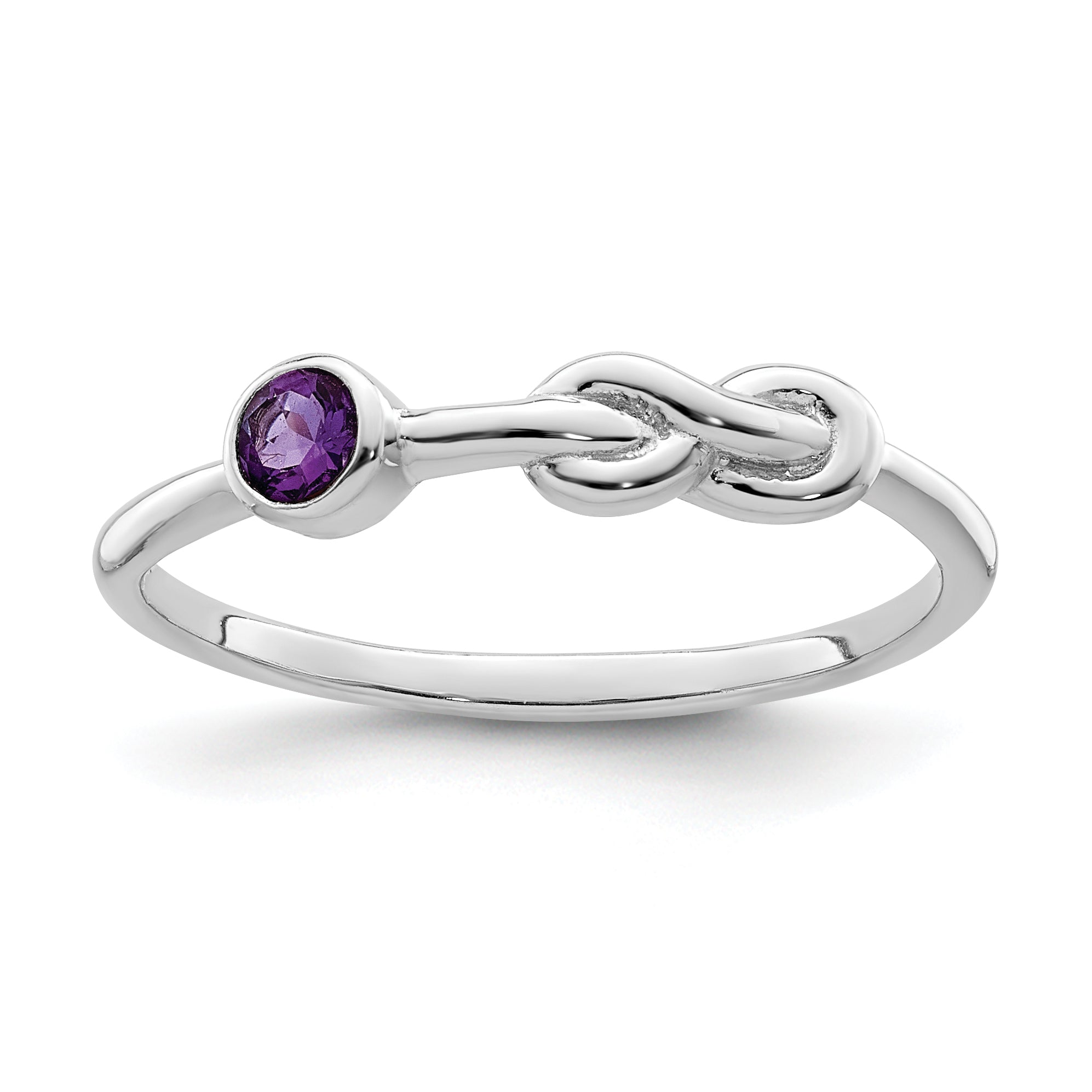 Sterling Silver Rhodium-plated Polished Infinity Amethyst Ring Main image