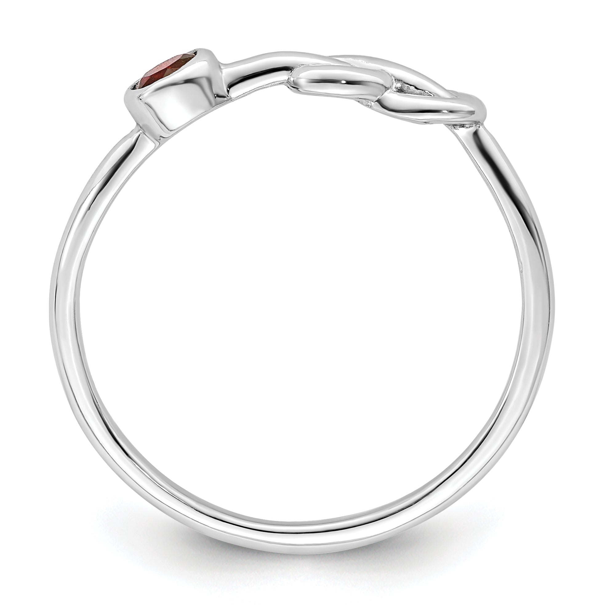Sterling Silver Rhodium-plated Polished Infinity Garnet Ring Secondary image