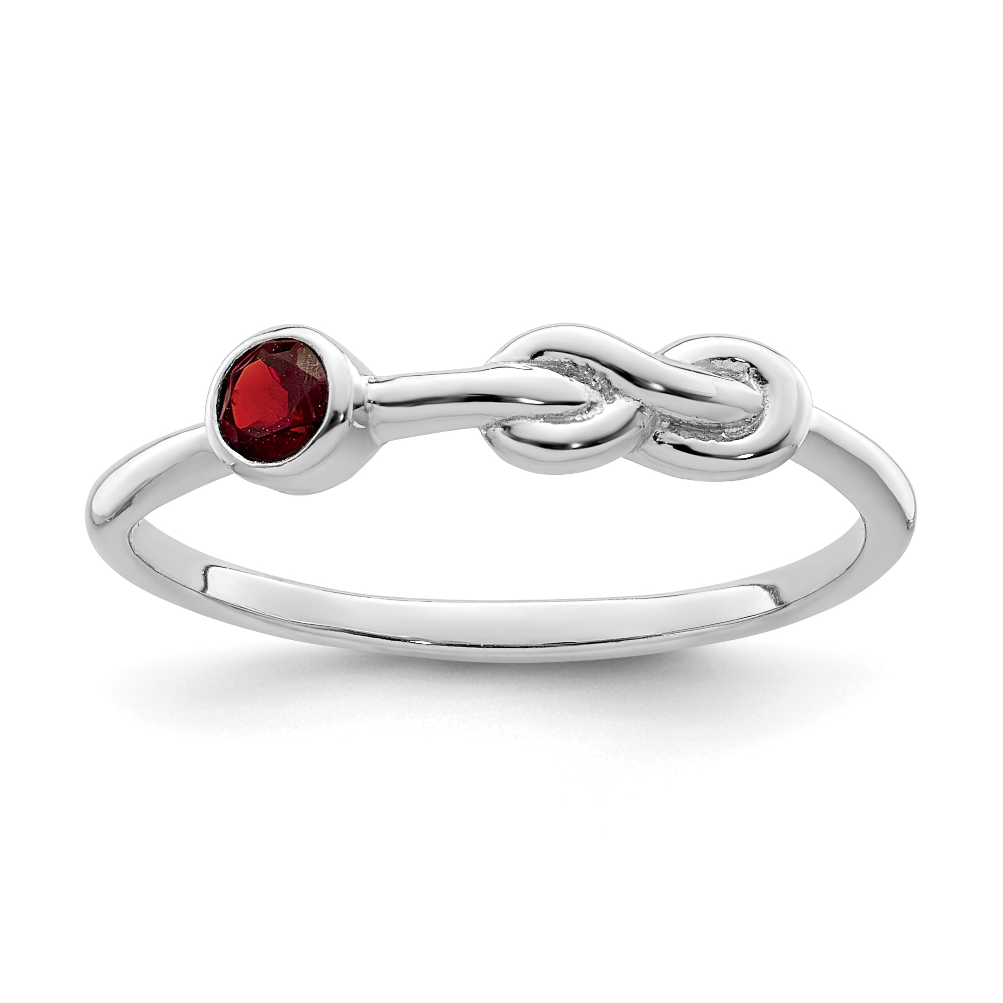Sterling Silver Rhodium-plated Polished Infinity Garnet Ring Main image