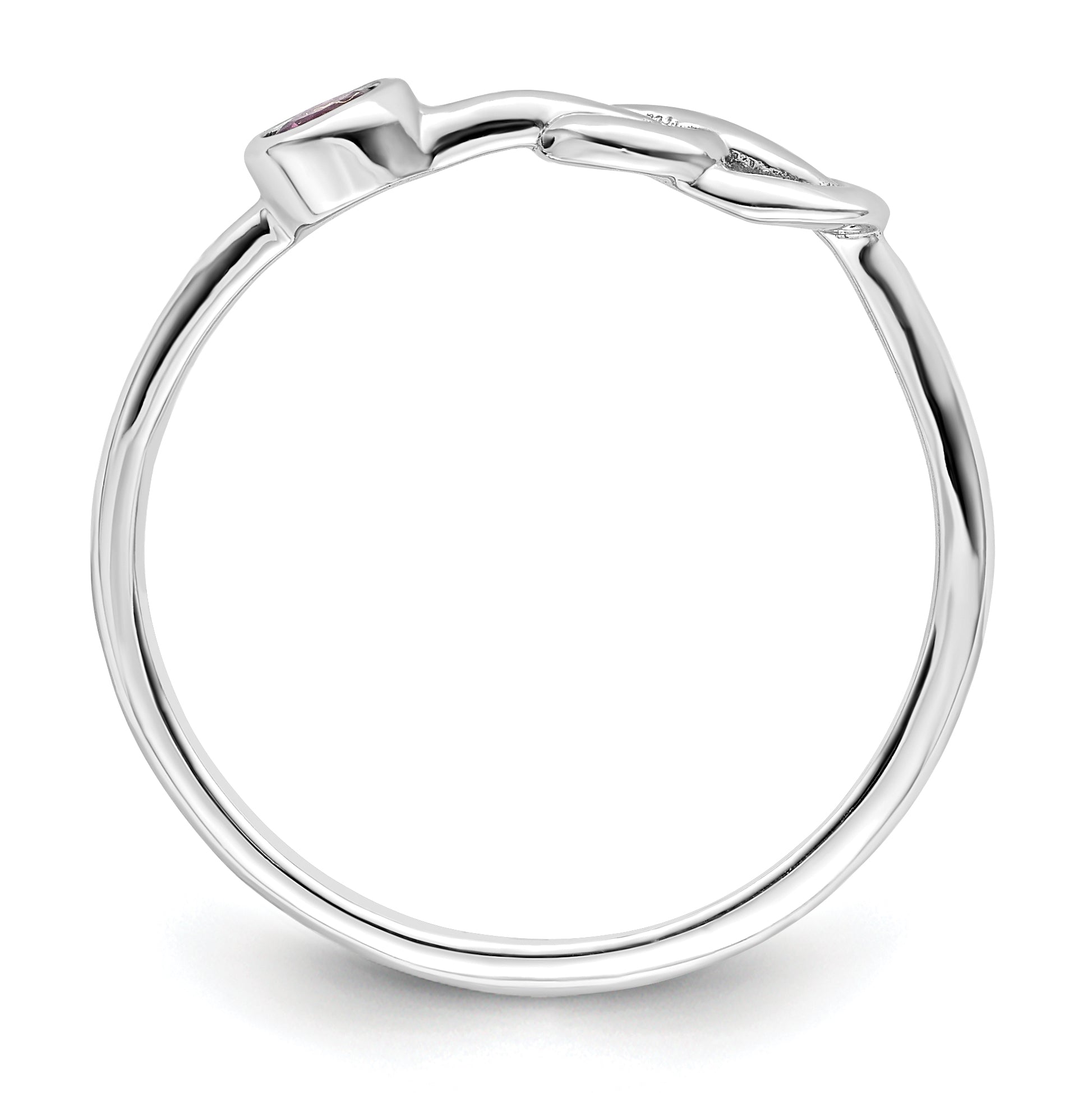 Sterling Silver RH-plated Polished Circle Rhodolite Garnet Infinity Ring Secondary image