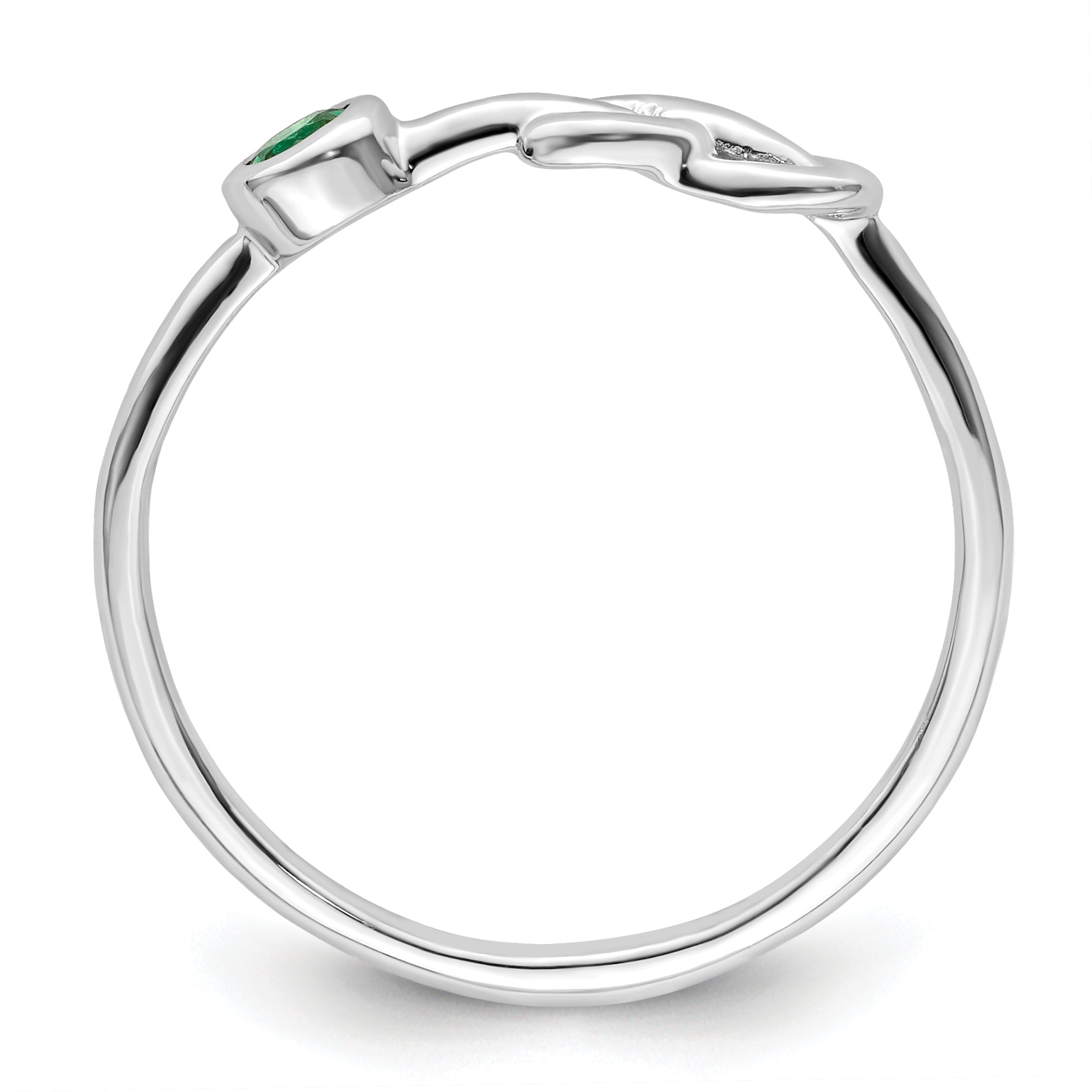 Sterling Silver Rhodium-plated Polished Infinity Lab Created Emerald Ring Secondary image