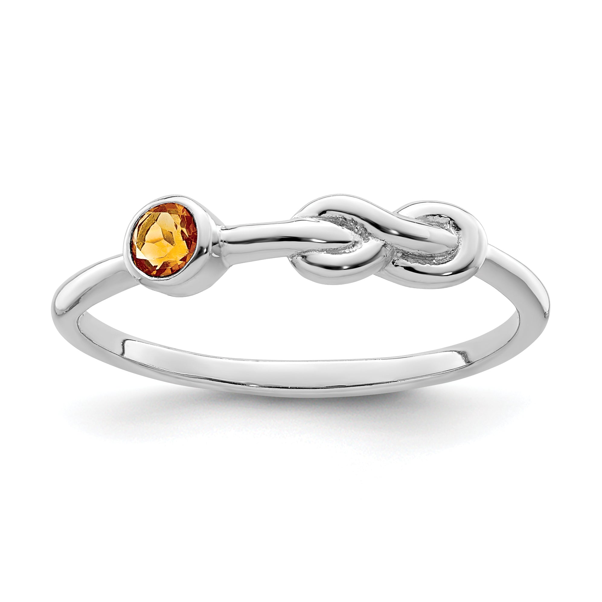Sterling Silver Rhodium-plated Polished Infinity Citrine Ring Main image