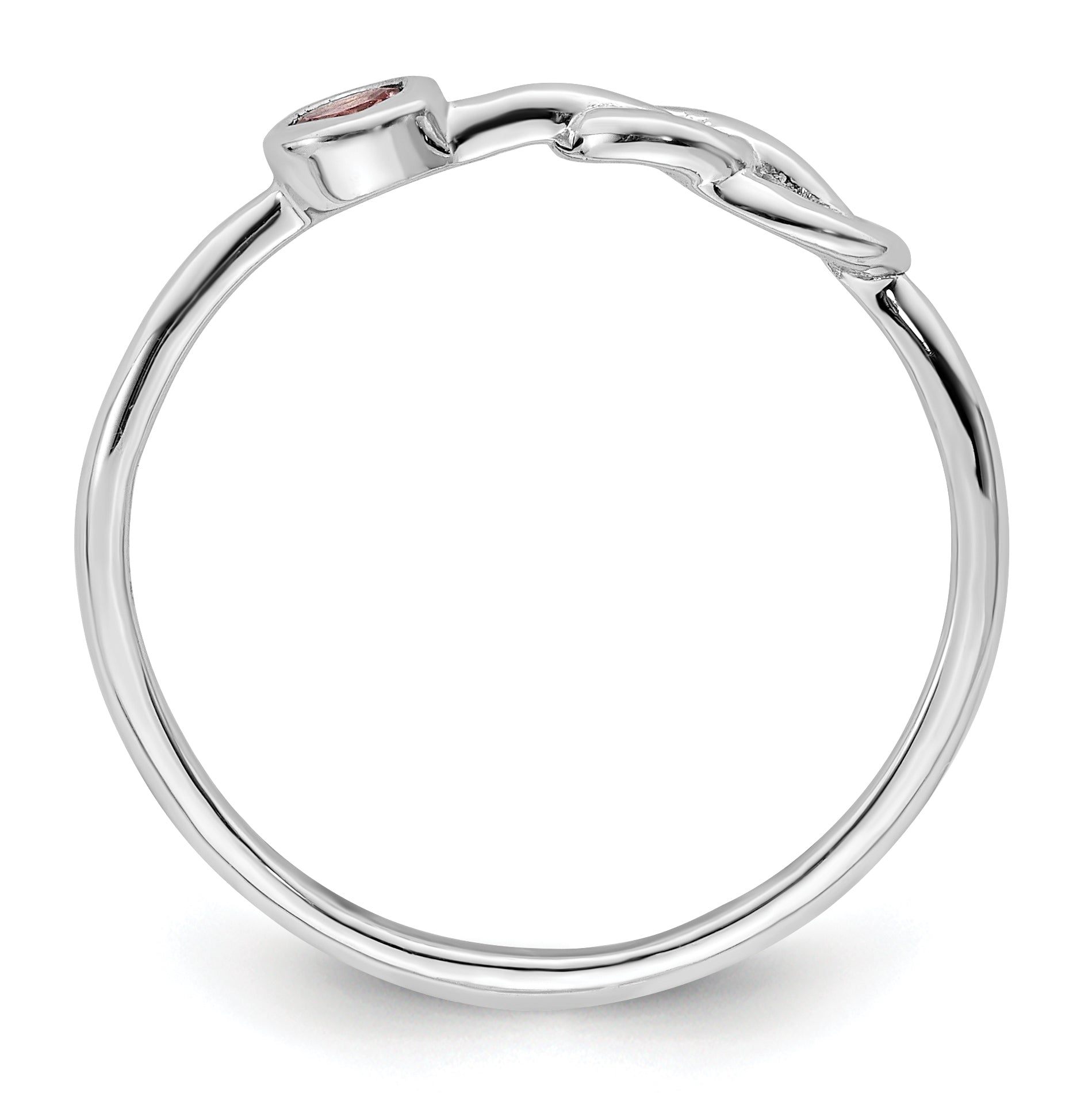 Sterling Silver Rhodium-plated Polished Infinity Pink Tourmaline Ring Secondary image