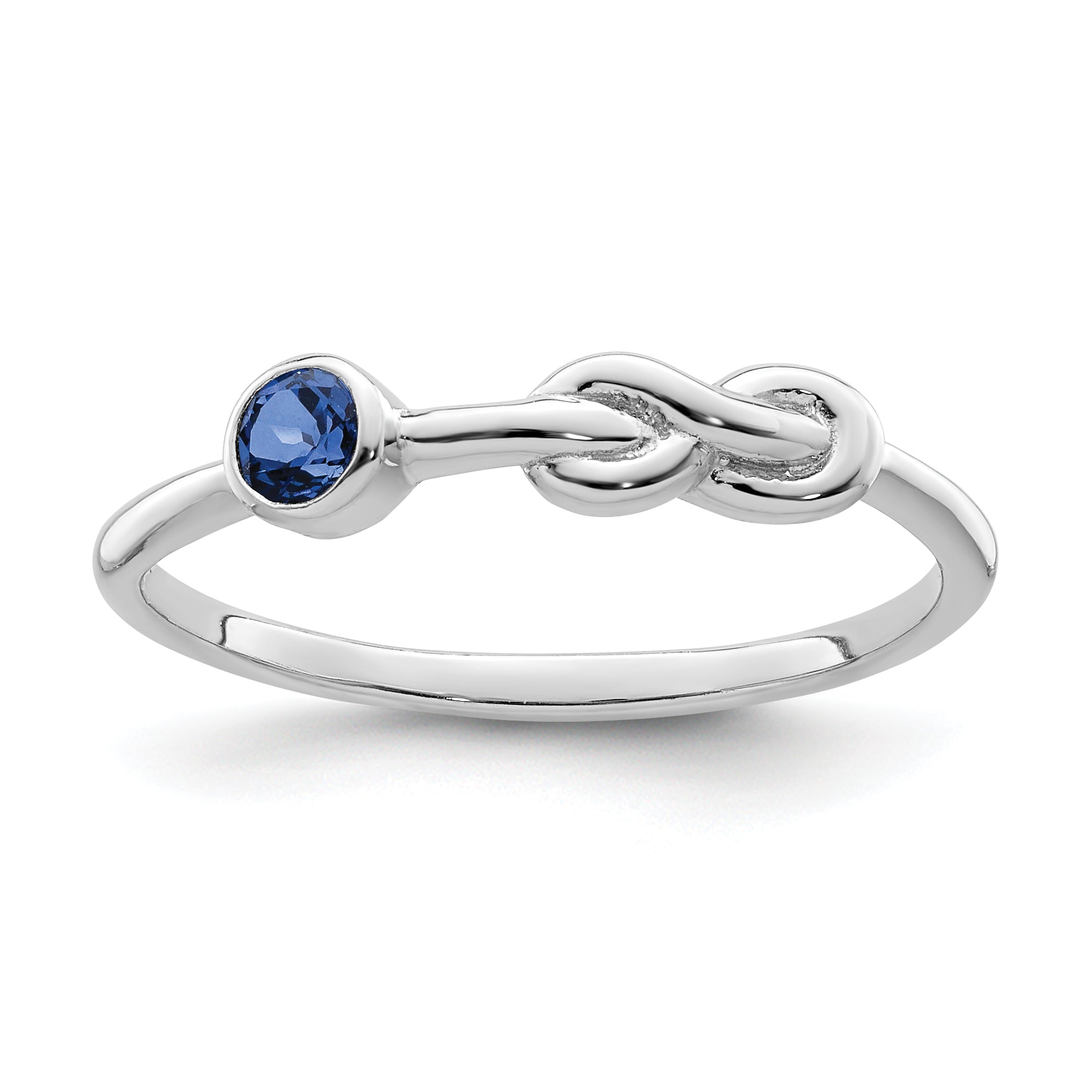 Sterling Silver Rhodium-plated Polished Infinity Lab Created Sapphire Ring Main image