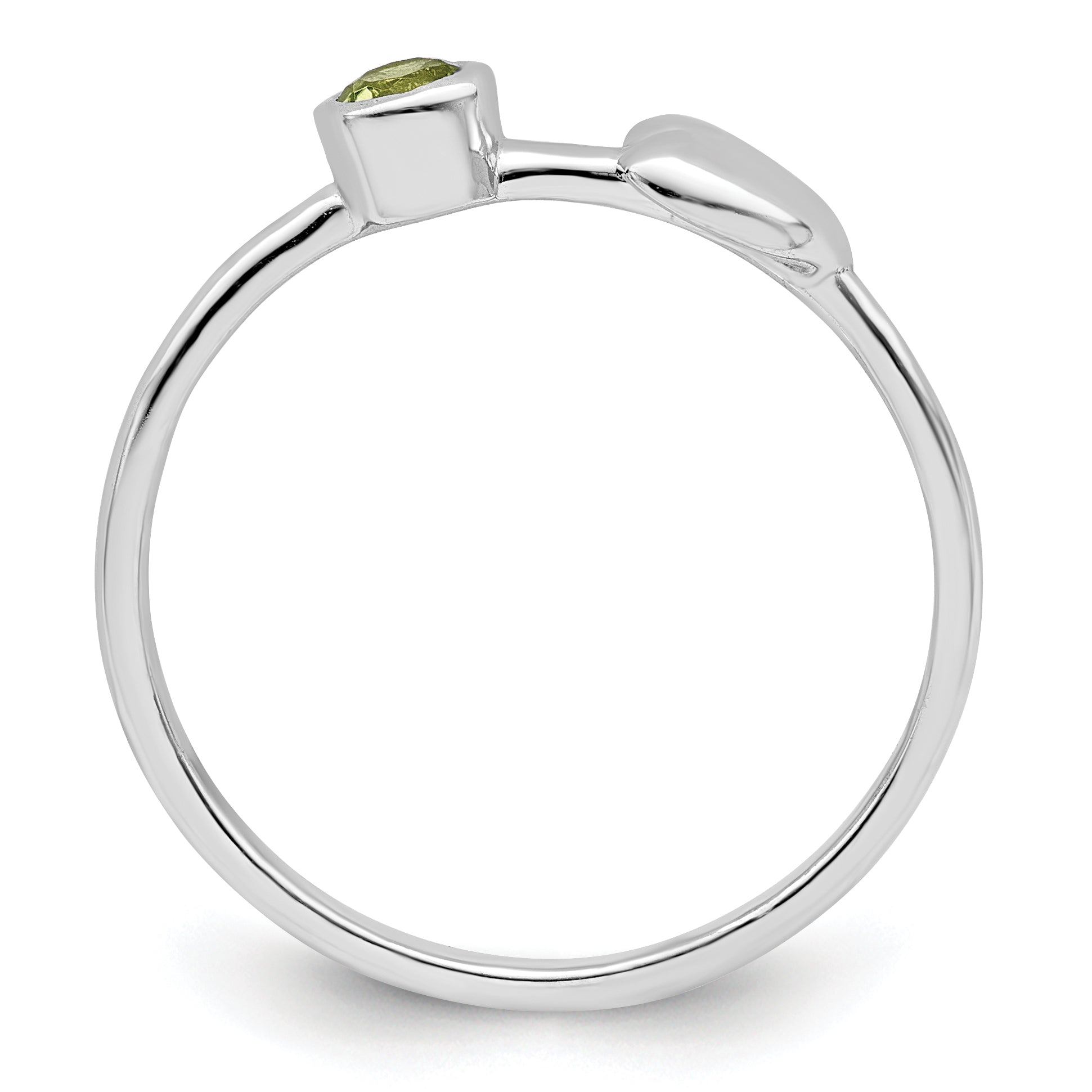 Sterling Silver Rhodium-plated Polished Heart Peridot Ring Main image