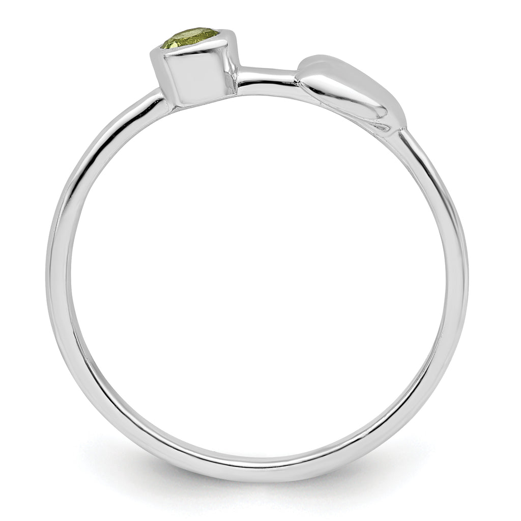 Sterling Silver Rhodium-plated Polished Heart Peridot Ring