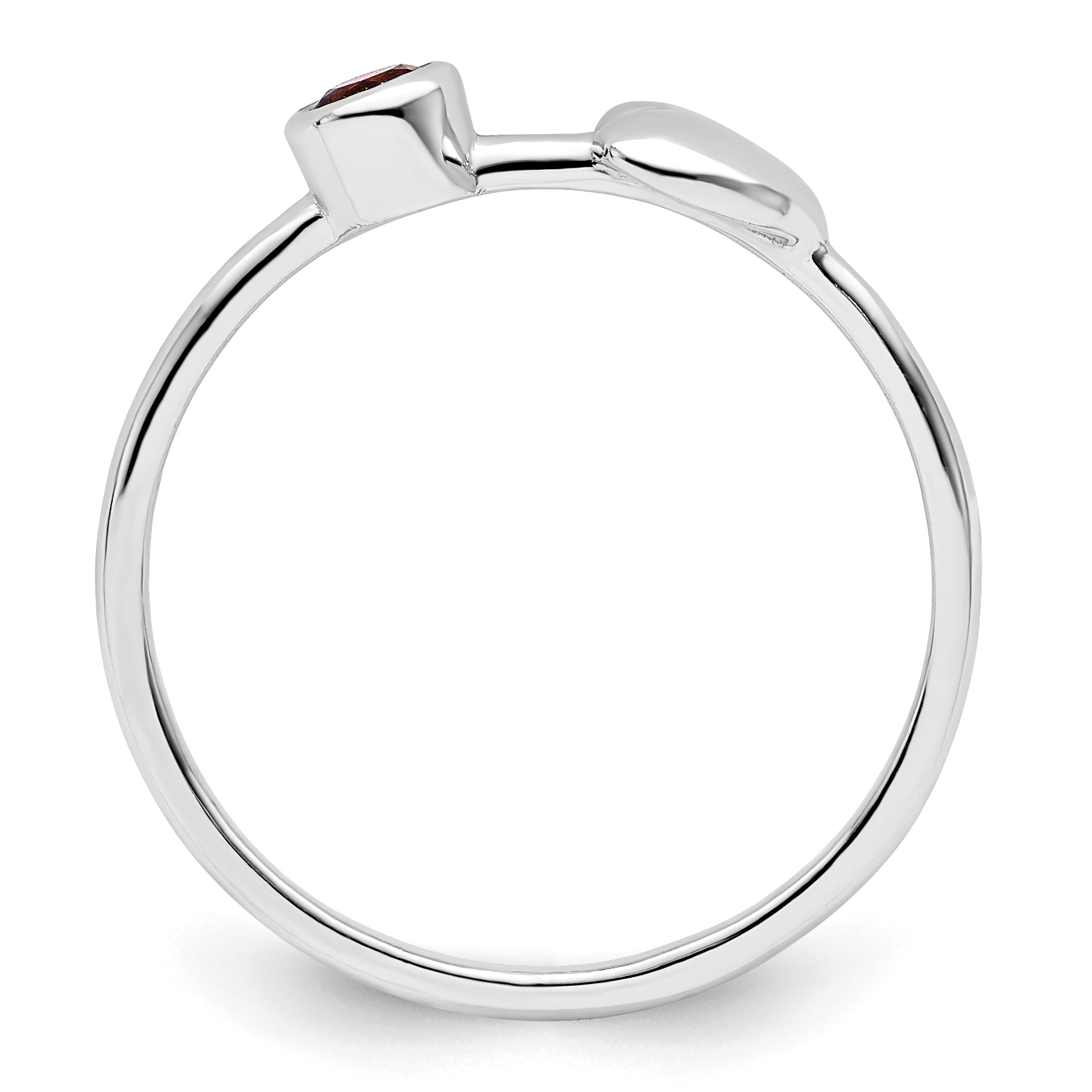 Sterling Silver Rhodium-plated Polished Heart Garnet Ring Secondary image