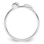 Sterling Silver Rhodium-plated Polished Heart Garnet Ring
