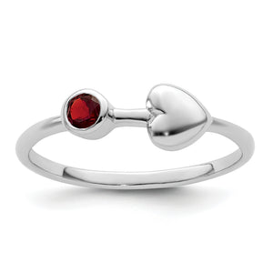 Heart Garnet Ring in Sterling Silver, Size 7 - Sophia Jewelers