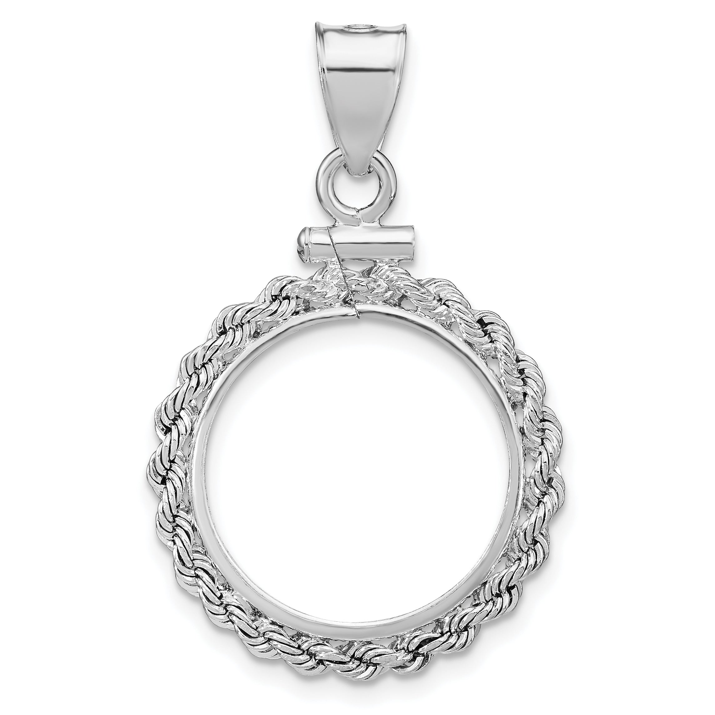 Wideband Distinguished Coin Jewelry Sterling Silver Polished Rope 18 x 1.2mm $0.10 Screw Top Coin Bezel Pendant Main image