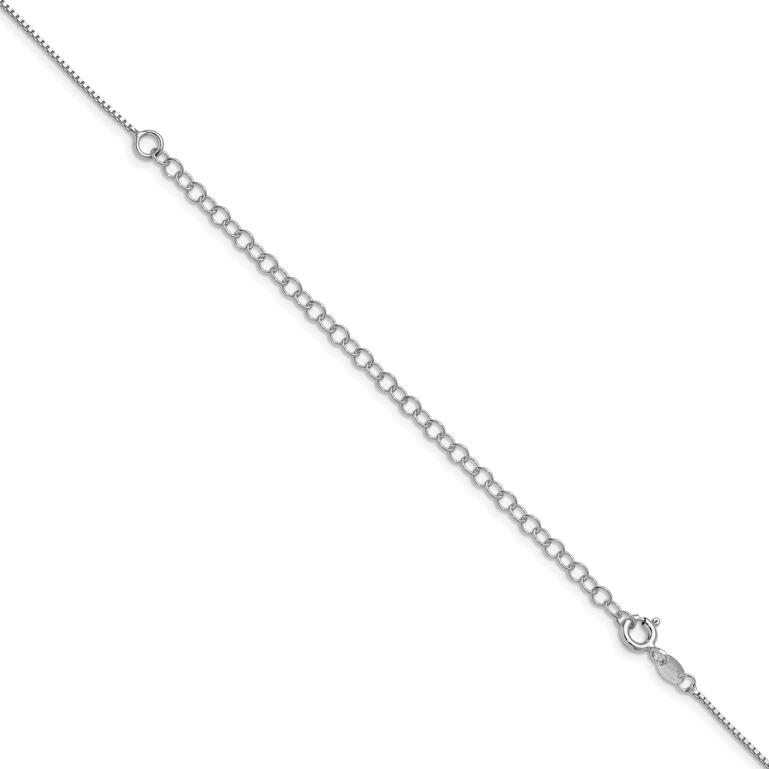 Sterling Silver Rhodium-plated .9mm Box Chain with a 4 inch extention