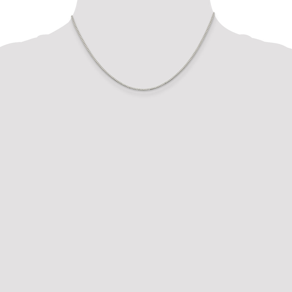 Sterling Silver Rhodium-Plated Box Chain Necklace 1.1mm