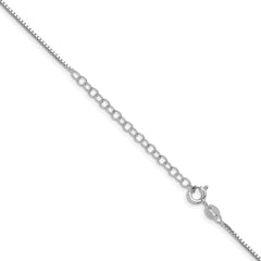 Sterling Silver Rhodium-plated 1.1mm Box Chain With 2in ext.
