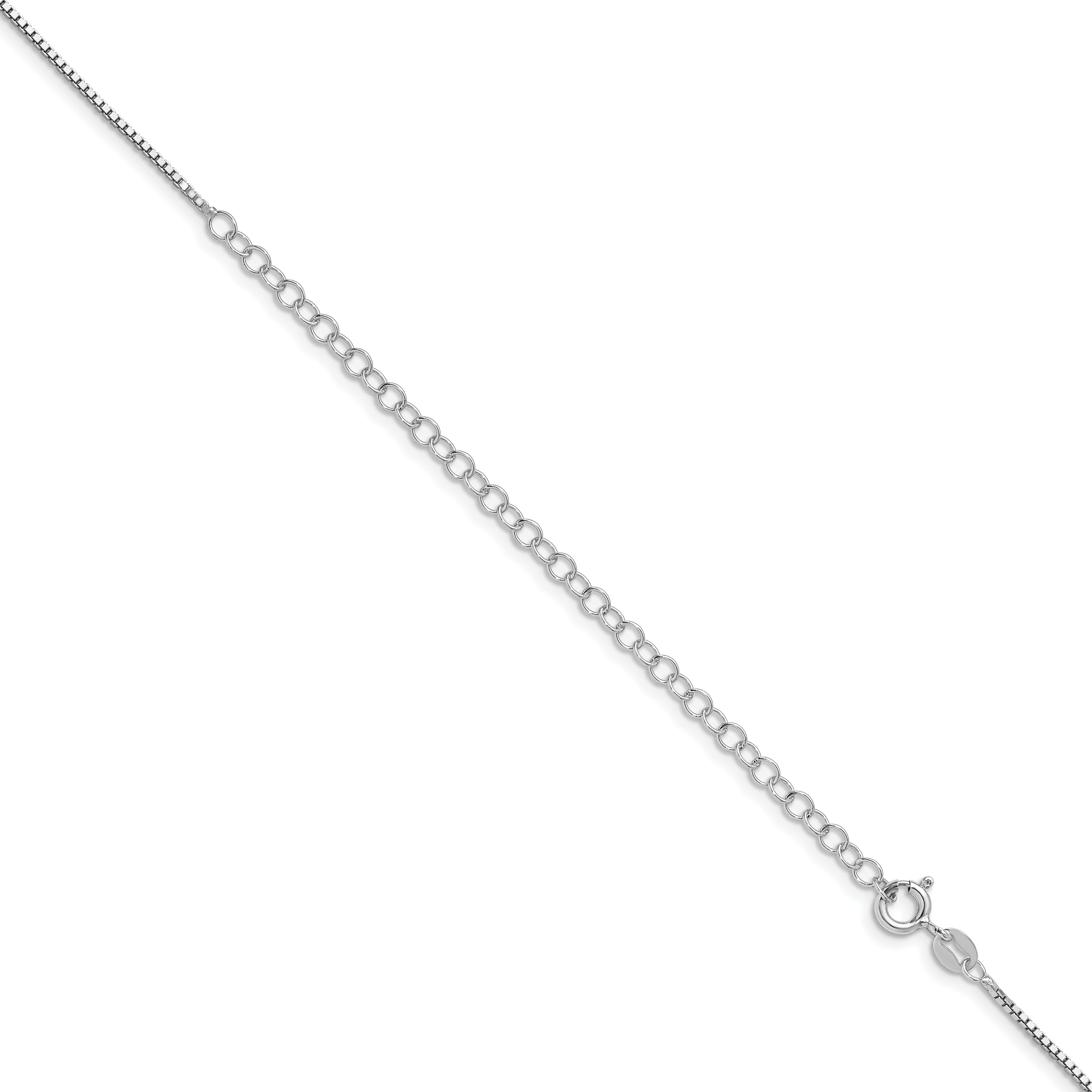 Sterling Silver Rhodium-plated 1.1mm Box Chain With 4in ext.
