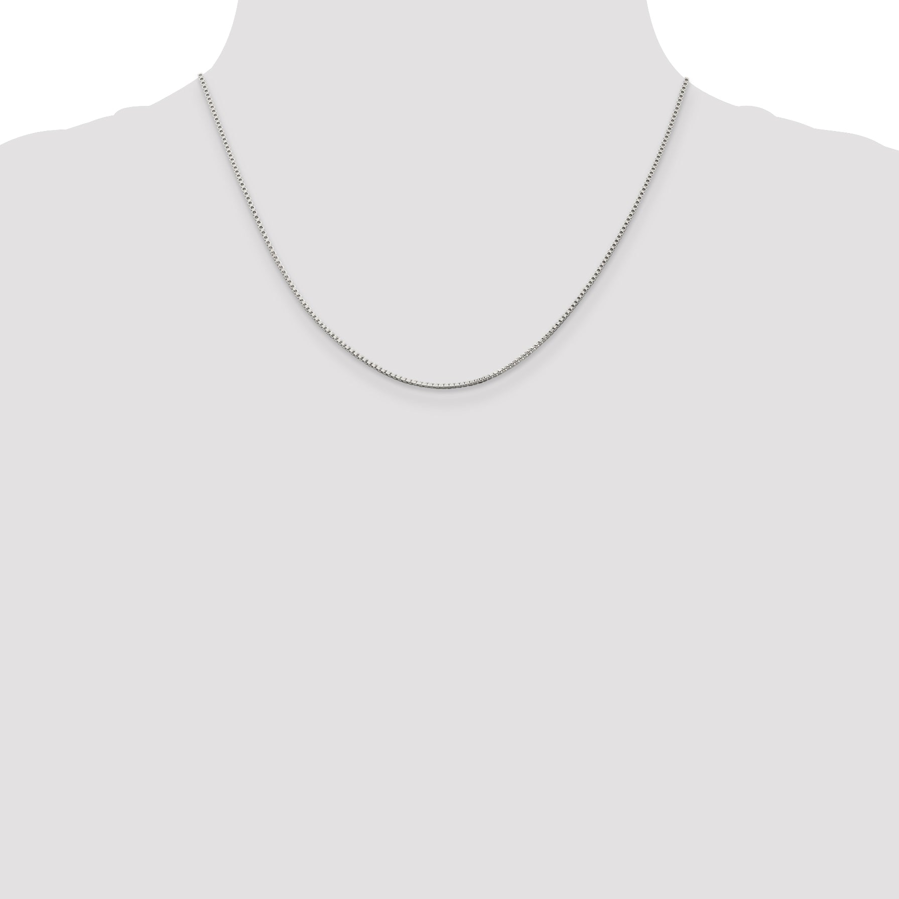 Sterling Silver Rhodium-plated 1.25mm Box Chain With 2in ext.