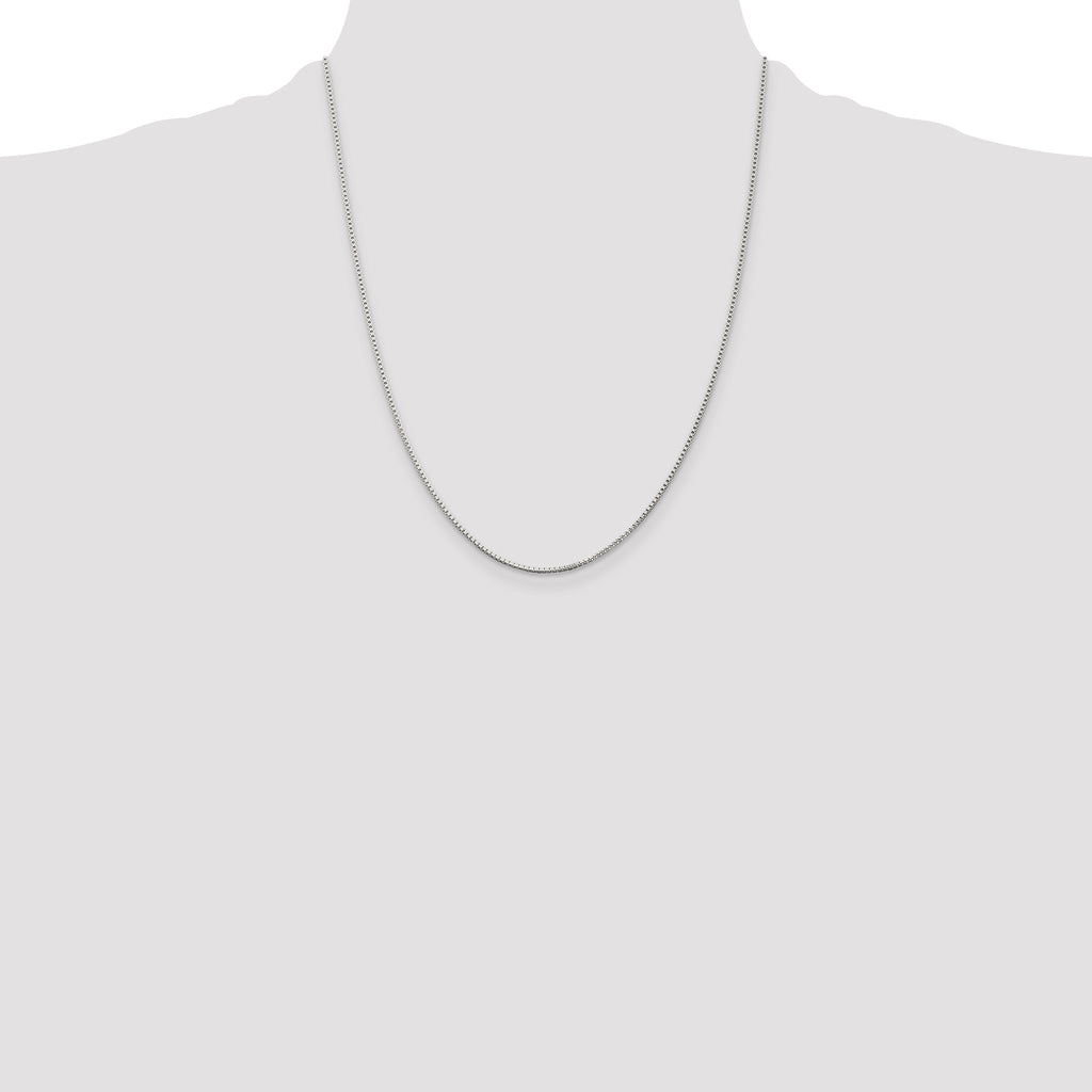 Rhodium-Plated Box Chain Necklace in Sterling Silver, 1.25mm, 20–26 Inch - Sophia Jewelers