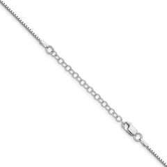 Sterling Silver Rhodium-plated 1.25mm Box Chain With 2in ext.