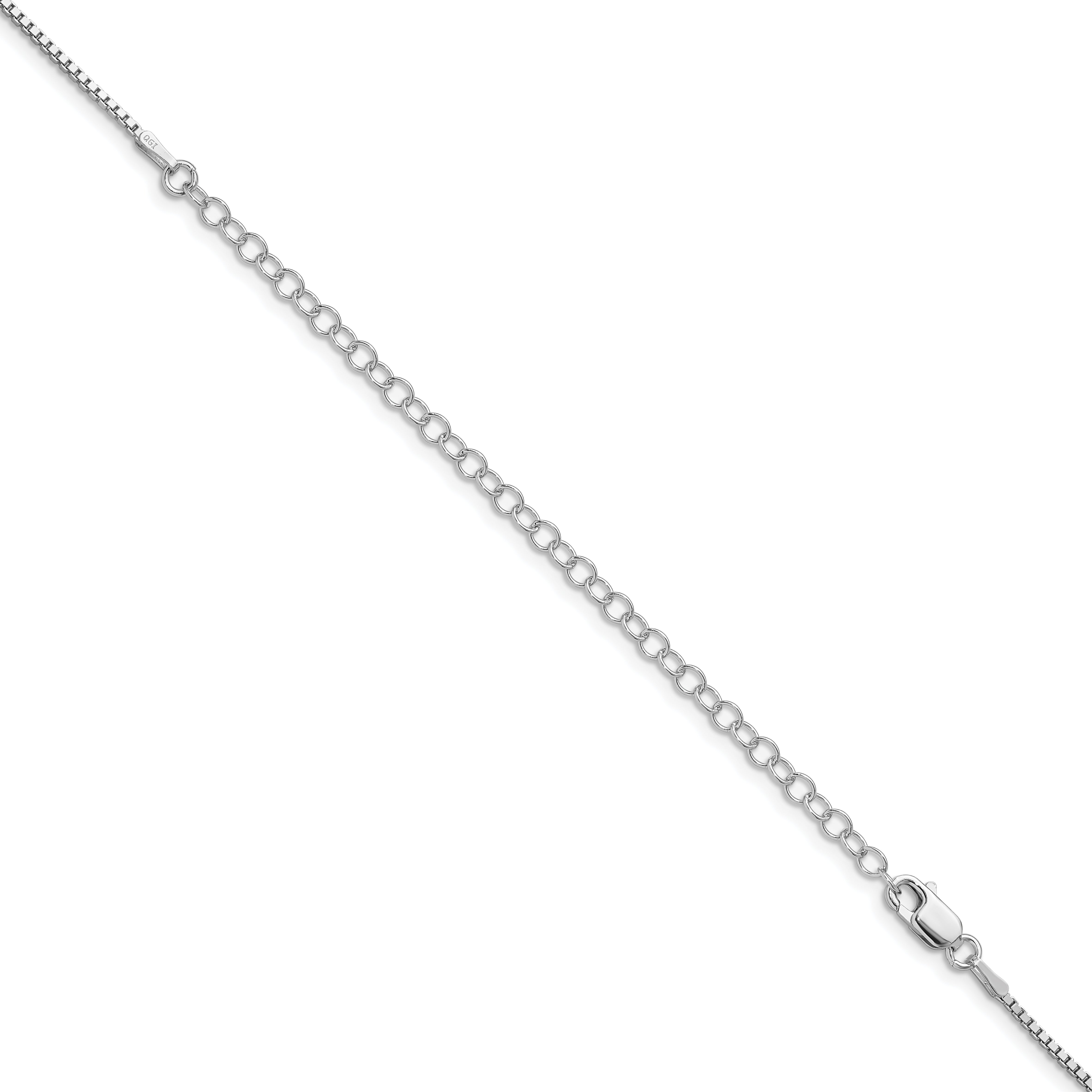 Sterling Silver Rhodium-plated 1.25mm Box Chain With 4in ext.