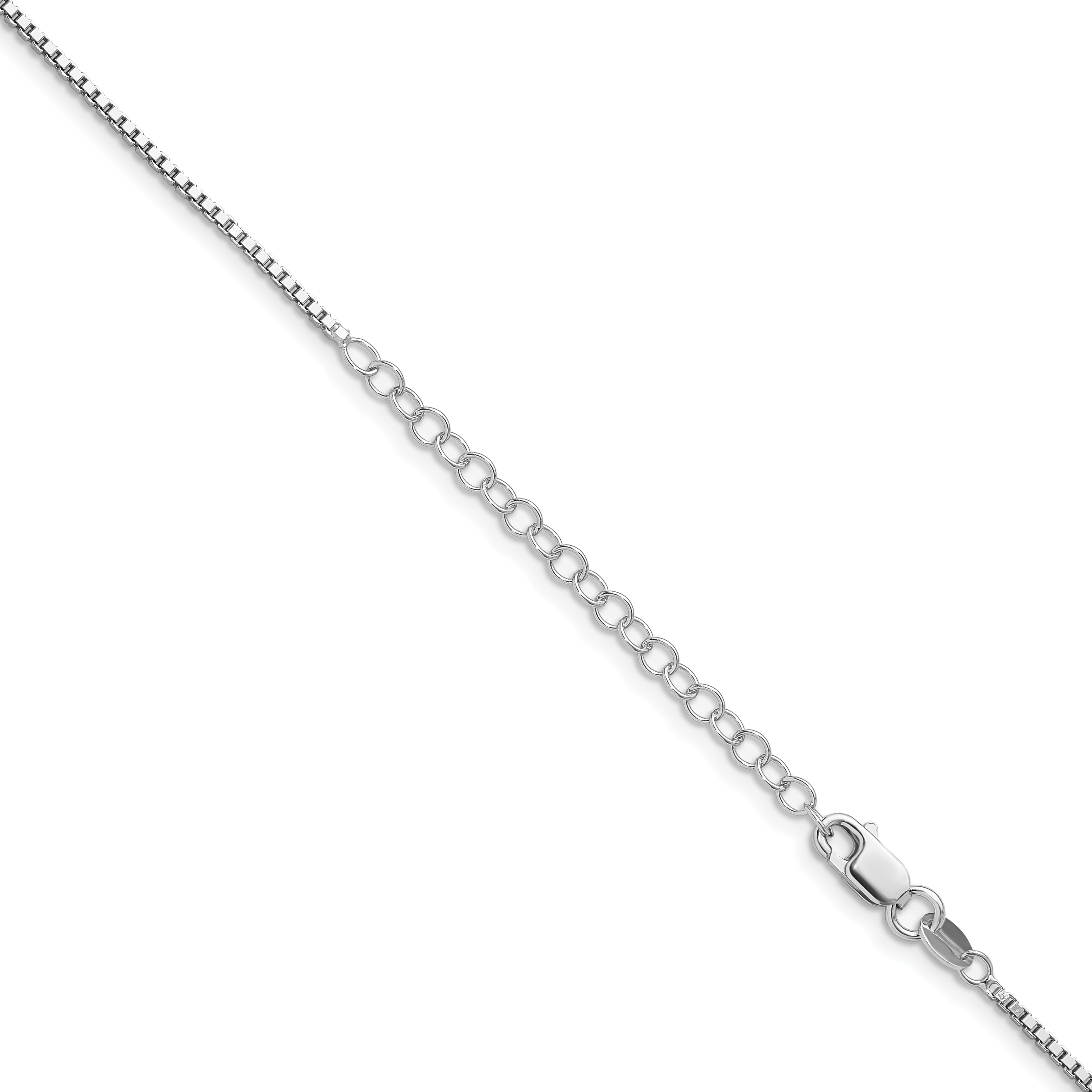 Sterling Silver Rhodium-plated 1.4mm Box Chain With 2in ext.