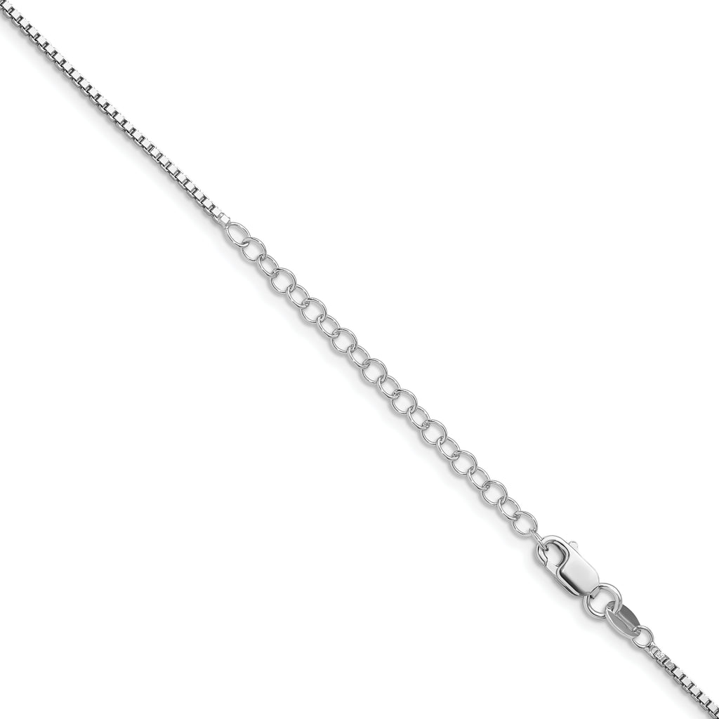 Sterling Silver Rhodium-plated 1.4mm Box Chain With 2in ext.