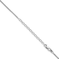 Sterling Silver Rhodium-plated 1.4mm Box Chain With 2in ext.